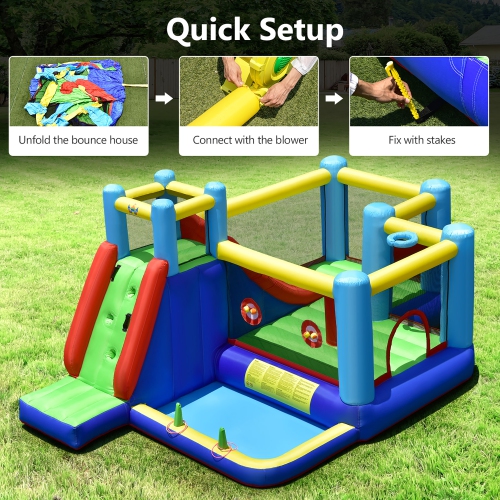 Costway Inflatable Bounce House 8-in-1 Kids Inflatable Slide Bouncer