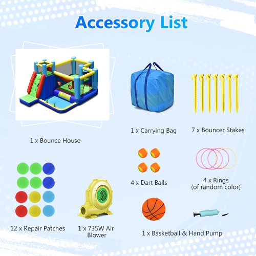 Costway Inflatable Bounce House 8-in-1 Kids Inflatable Slide Bouncer