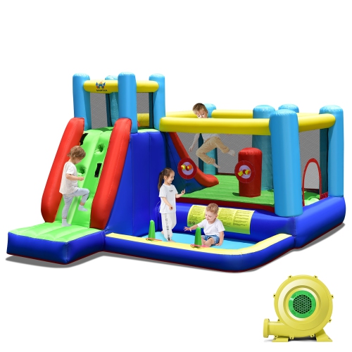 Costway Inflatable Bounce House 8-in-1 Kids Inflatable Slide Bouncer