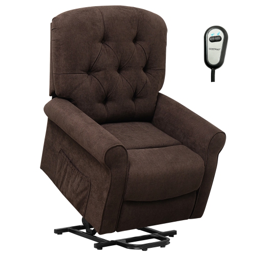 COSTWAY  Power Lift Recliner Chair Sofa for Elderly W/ Side Pocket & Remote Control