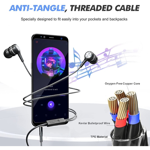 Dolaer Wired Earbuds with Microphone 5 Pack, in-Ear Headphones with Heavy Bass, High Sound Quality Earphones Compatible with iPod, iPad, MP3, Android