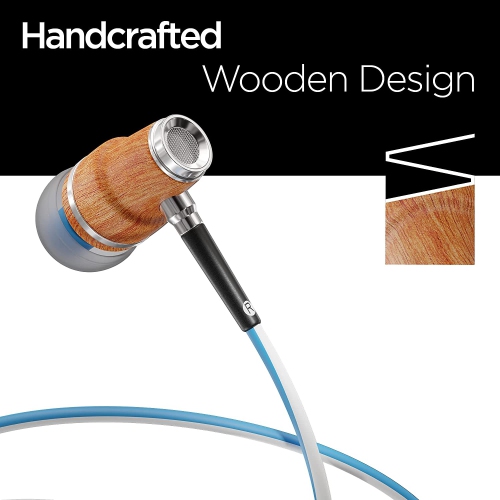 Dolaer Symphonized NRG 3.0 Wired Earbuds – Wood EarPhones for Androids with Stereo Sound – In-Ear Headphones with Microphone for Computer & Laptop