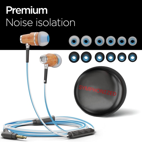 Dolaer Symphonized NRG 3.0 Wired Earbuds – Wood EarPhones for Androids with Stereo Sound – In-Ear Headphones with Microphone for Computer & Laptop