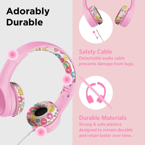 Volume Limited Wired Headphones with SharePort - Pink Doughnuts