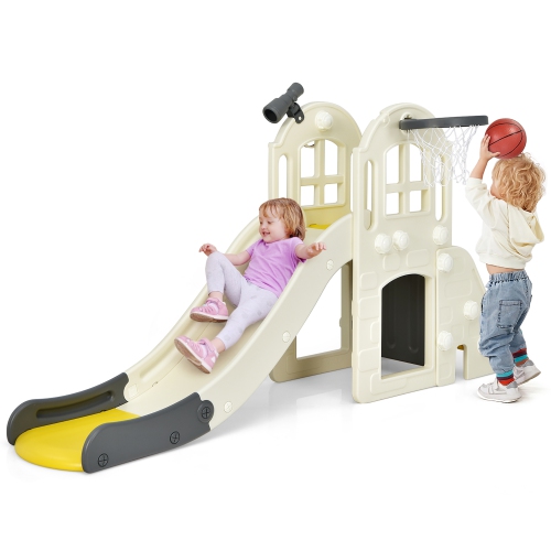 Costway 6-In-1 Large Slide for Kids Toddler Climber Slide Playset w ...