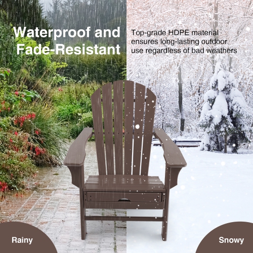 Costway Outdoor Patio HDPE Deck Adirondack Chair Beach Seat Retractable Ottoman