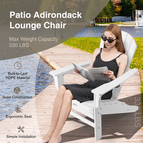 Chaise de plage Adirondack de Costway pour patio extérieur Chaise de plage Tabouret de plage rétractable