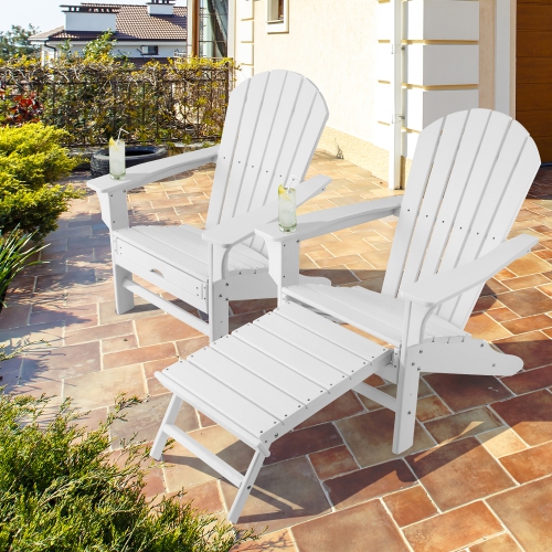 Chaise de plage Adirondack de Costway pour patio extérieur Chaise de plage Tabouret de plage rétractable