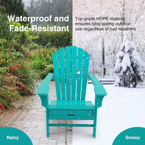 Costway Outdoor Patio HDPE Deck Adirondack Chair Beach Seat Retractable Ottoman