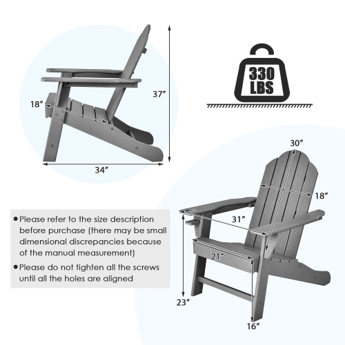 Patio Adirondack 4PCS de Costway résistant aux intempéries avec porte-gobelet