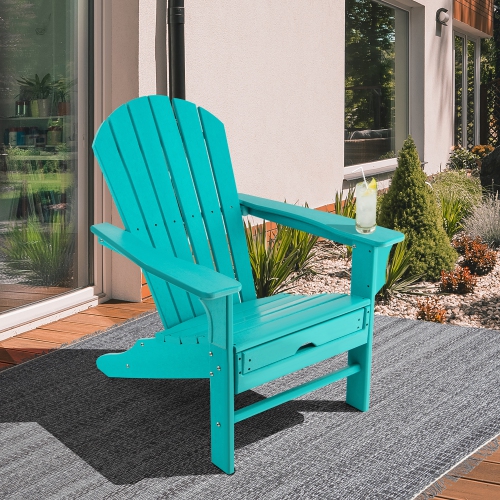 Costway 2 PCS Outdoor Patio HDPE Adirondack Chair Beach Seat Retractable Ottoman