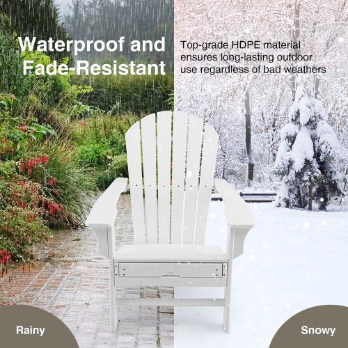 Costway 2 PCS Outdoor Patio HDPE Adirondack Chair Beach Seat Retractable Ottoman