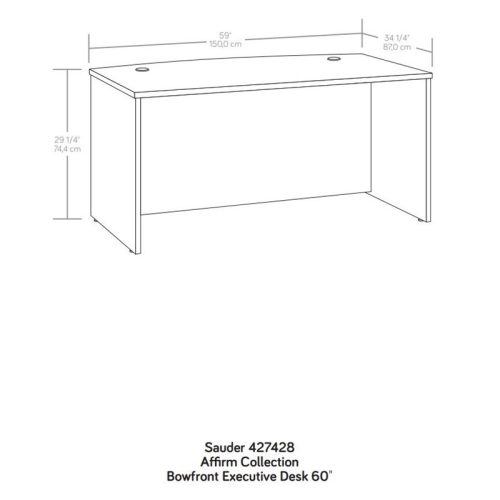 Sauder Affirm Engineered Wood Bowfront Executive Desk in Hudson Elm