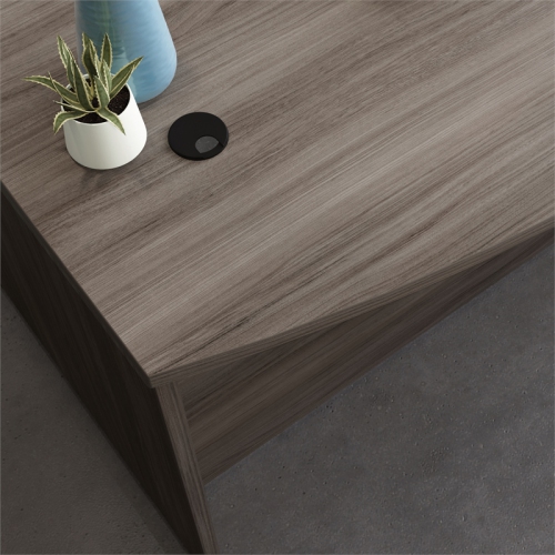 Sauder Affirm Engineered Wood Bowfront Executive Desk in Hudson Elm