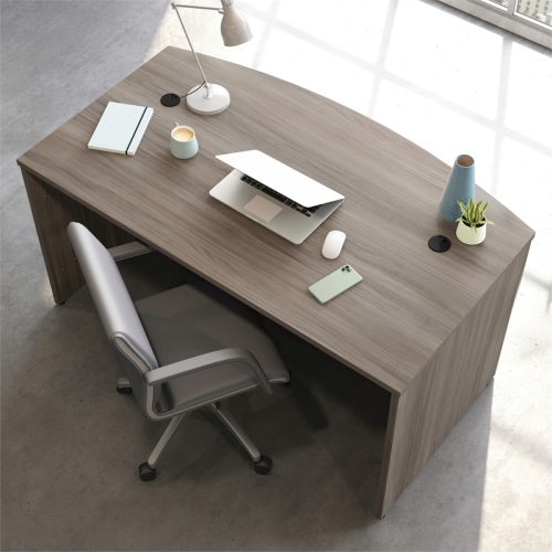 Sauder Affirm Engineered Wood Bowfront Executive Desk in Hudson Elm