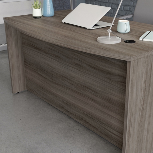 Sauder Affirm Engineered Wood Bowfront Executive Desk in Hudson Elm