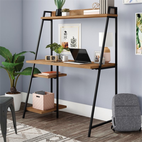 Sauder North Avenue Engineered Wood Computer Desk with Hutch in Sindoori Mango