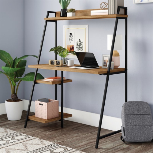 Sauder North Avenue Engineered Wood Computer Desk with Hutch in Sindoori Mango