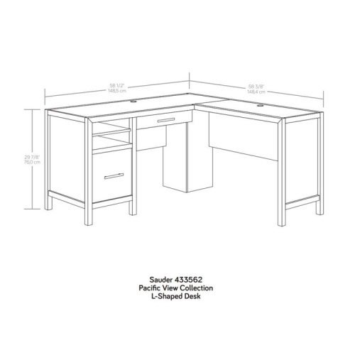 Sauder Pacific View Engineered Wood L-Shaped Home Office Desk in Prime Oak