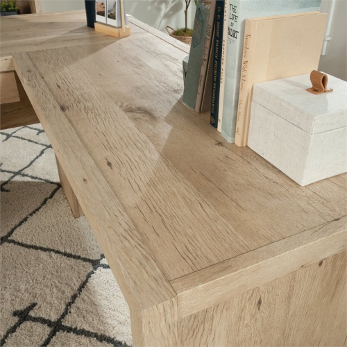 Sauder Pacific View Engineered Wood L-Shaped Home Office Desk in Prime Oak