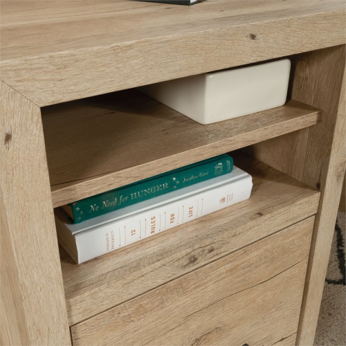 Sauder Pacific View Engineered Wood L-Shaped Home Office Desk in Prime Oak