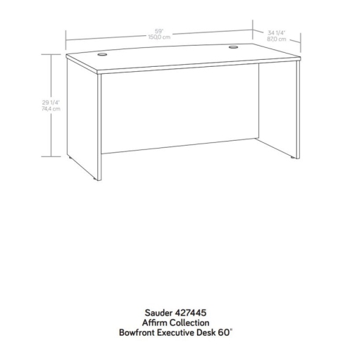 Sauder Affirm Engineered Wood Bowfront Executive Desk in Noble Elm/Brown