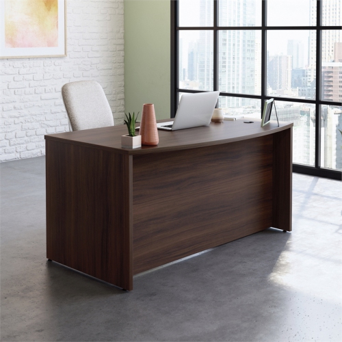 Sauder Affirm Engineered Wood Bowfront Executive Desk in Noble Elm/Brown