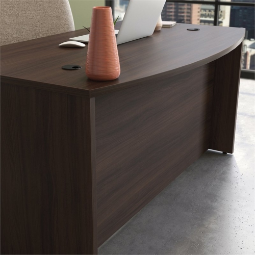 Sauder Affirm Engineered Wood Bowfront Executive Desk in Noble Elm/Brown