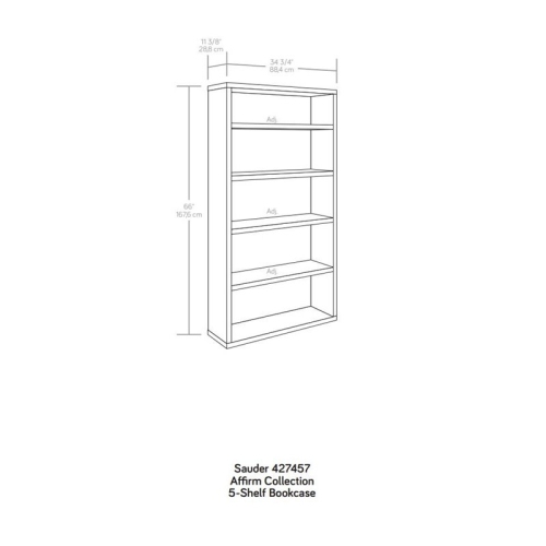Sauder Affirm Engineered Wood 5-Shelf Bookcase in Hudson Elm/Brown