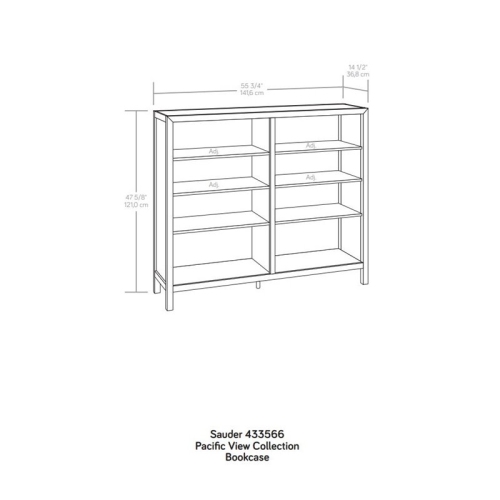 Sauder Pacific View Engineered Wood Bookcase in Prime Oak