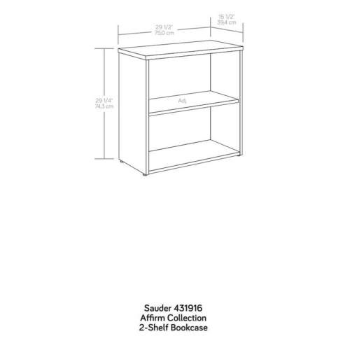 Sauder Affirm Engineered Wood 2-Shelf Bookcase in Hudson Elm/Brown