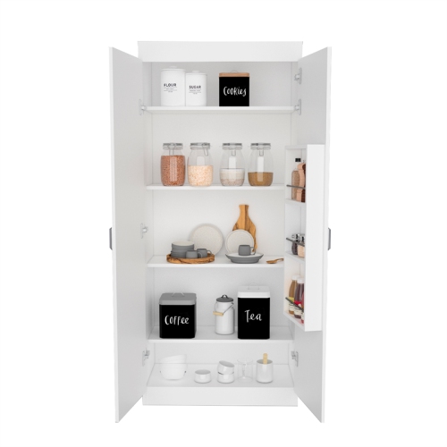 TUHOME Varese Pantry Cabinet Engineered Wood Pantries in White