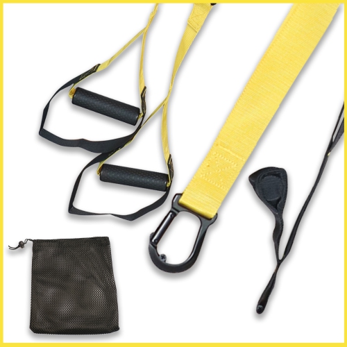 PRISP Sangles de Suspension pour Entraînement au Poids du Corps, Bandes d'Exercice Pour Gym à Domicile, Jaune