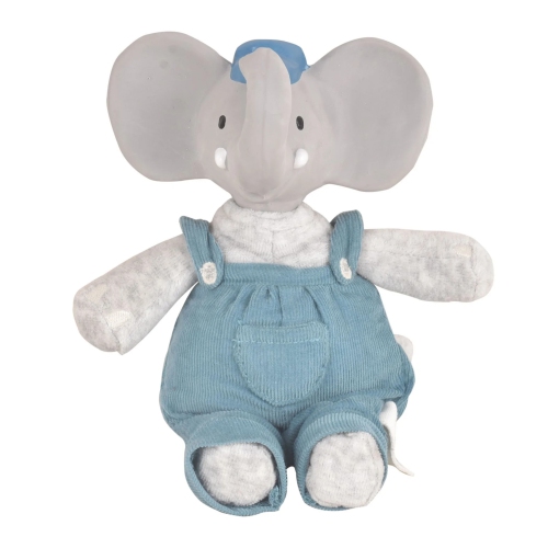 Jouet miniature en peluche avec t&ecirc;te en caoutchouc naturel de Tikiri - Alvin l'&Eacute;l&eacute;phant