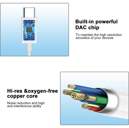 Écouteurs USB-C, écouteurs USB-C magnétiques, écouteurs stéréo, micro de basse numérique DAC, télécommande, écouteurs bouton USB-C pour Pixel OnePlus