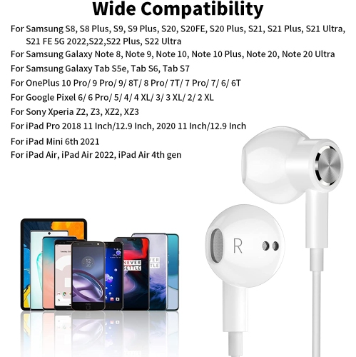 Écouteurs USB-C, écouteurs USB-C magnétiques, écouteurs stéréo, micro de basse numérique DAC, télécommande, écouteurs bouton USB-C pour Pixel OnePlus