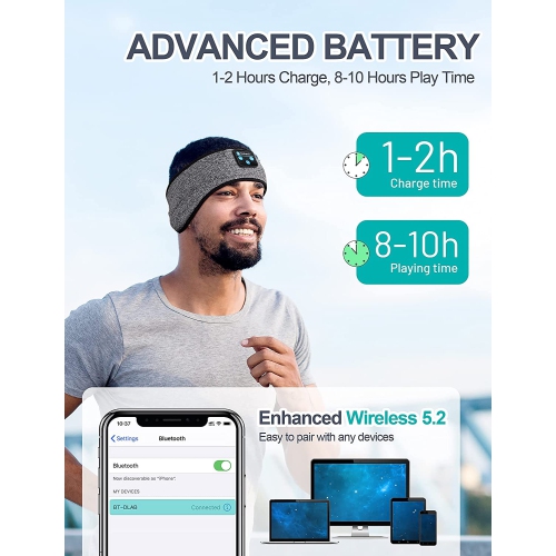 Écouteurs Dolaer Sleep Bluetooth, écouteurs serre-tête - écouteurs serre-tête élastiques confortables, cadeaux pour hommes adolescentes, fête des