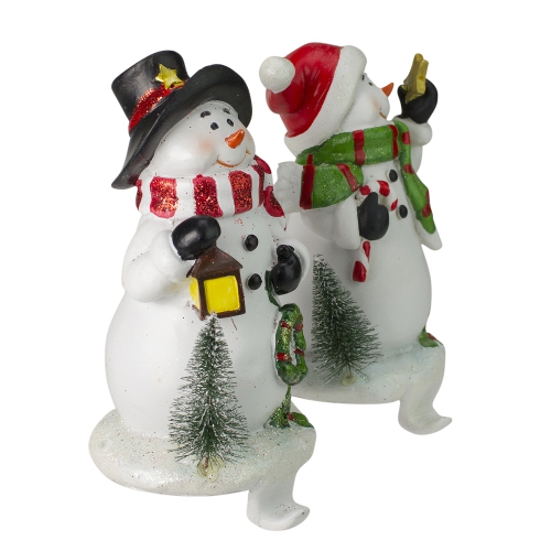 Glittered Snowman Christmas Stocking Holders - 5.75" - Set of 2
