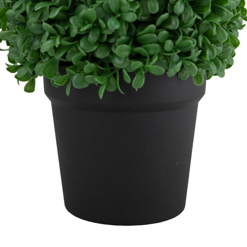9.5" Artificial Boxwood Ball Topiary in Round Pot, Unlit