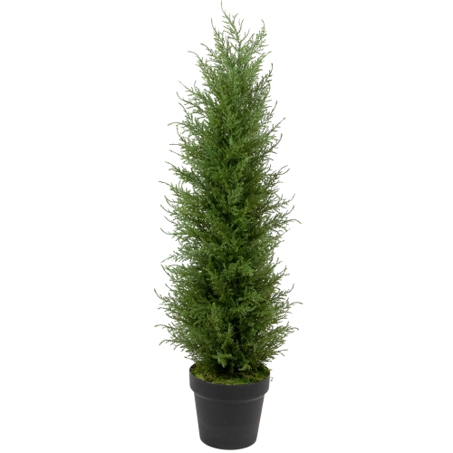 NORTHLIGHT  3' Artificial Cedar Pine Petite Arborvitae Tree In Round Pot, Unlit