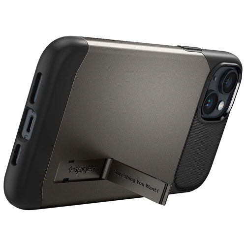 Étui rigide ajusté Slim Armor de Spigen pour iPhone 14/13 - Gris acier