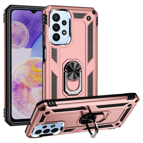 Image 1 of 5.. 【CSmart】 Anti-Drop Hybrid Magnetic Hard Armor Kickstand Case with Ring Holder for Samsung Galaxy A23 4G / 5G, Rose Gold