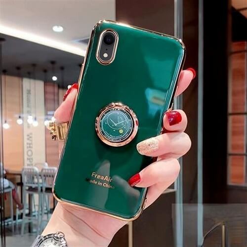 SUPERSHIELD  Apple Iphone Xr Dark Ring Case Luxury Stream Plating Elegant Cover Case In Green