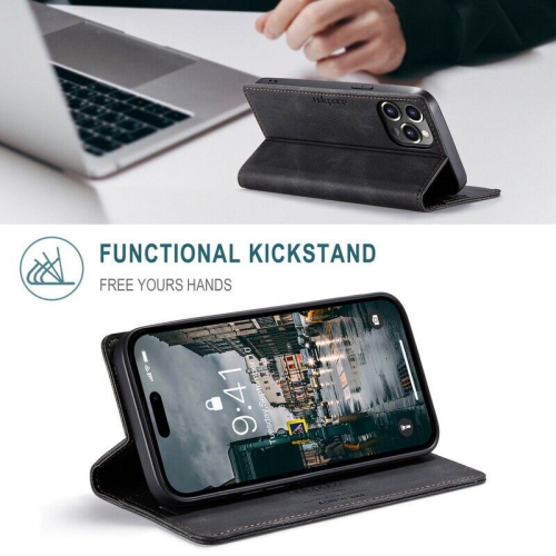 Pour Apple iPhone 12 Mini Brown Étui portefeuille SuperShield en cuir véritable avec support à rabat magnétique.