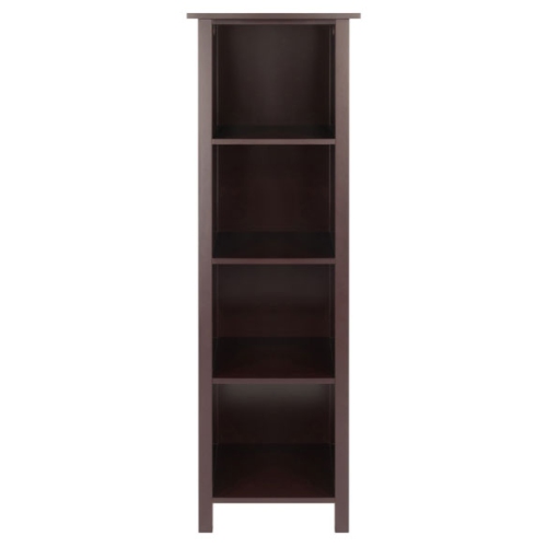 Verona 5-Pc Storage Shelf with 4 Foldable Fabric Baskets, Walnut and Black