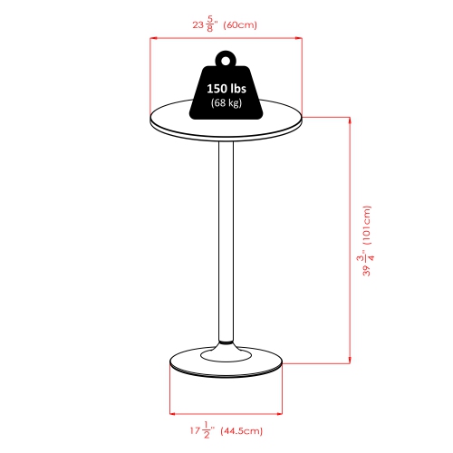 Spectrum 24" Round Pub Table, Black and Chrome