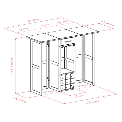Newport Expandable Entertainment Wine Bar, Walnut
