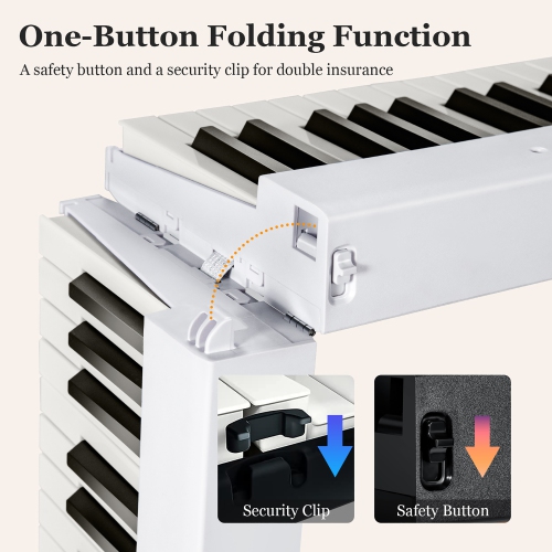 Costway 88-Key Folding Electric Lighted Piano Full Size Portable Keyboard MIDI White\Black