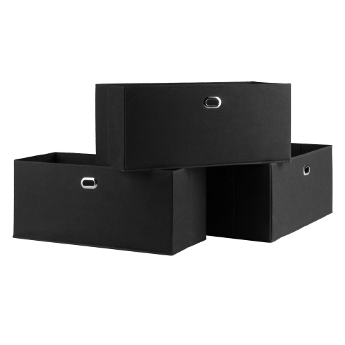 Ensemble de 3 paniers pliables en tissu Torino, noir