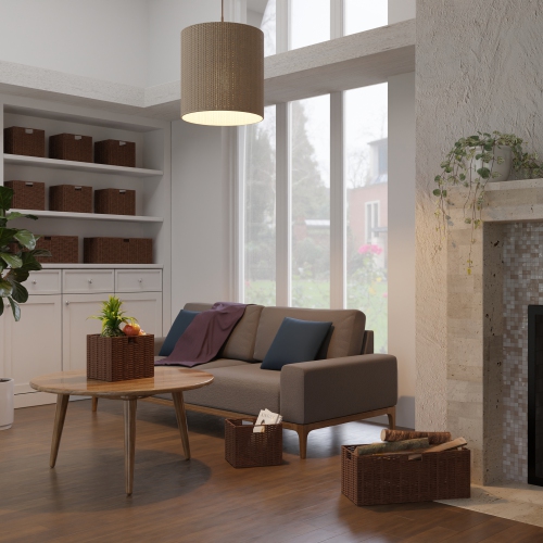 Tessa 2-Pc Foldable Woven Rope Basket Set, Walnut